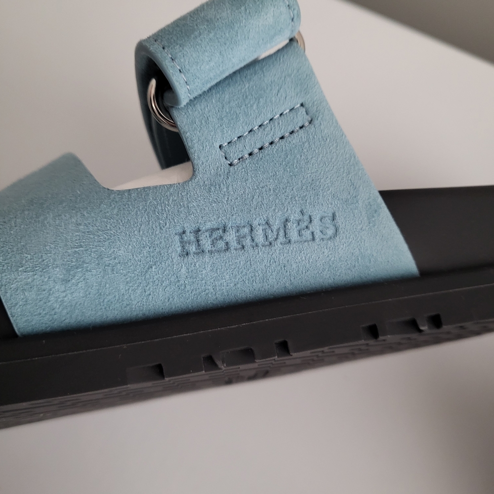 Hermes Blue Chypre Sandals - Picture 3 of 5